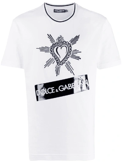 Shop Dolce & Gabbana T-shirt Whit Heart In White