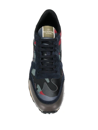 Shop Valentino Rockrunner Camouflage Sneakers In Grey
