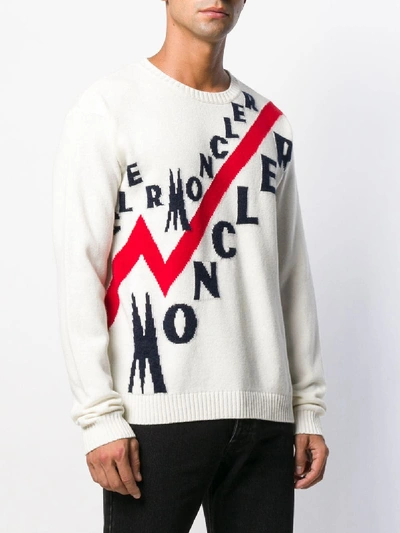 Shop Moncler Sweatshirt With Big Logo In White
