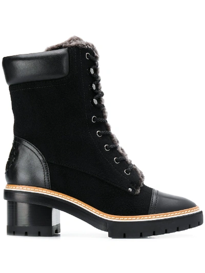 Shop Tory Burch Miller Leather Boots In Black
