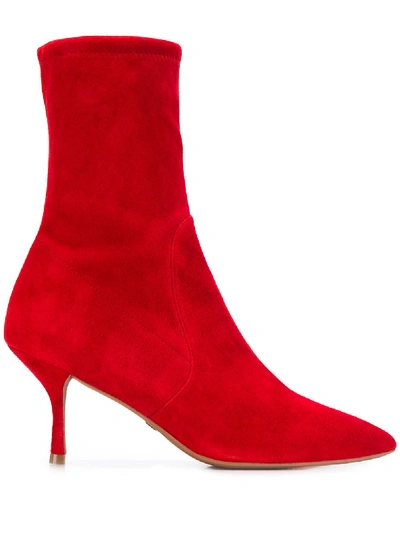Shop Stuart Weitzman Yvonne 75 Leather Boots In Red