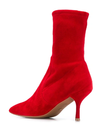 Shop Stuart Weitzman Yvonne 75 Leather Boots In Red