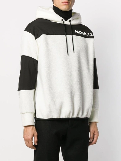 Shop Moncler Logo Print Hooded Sweatshirt In White