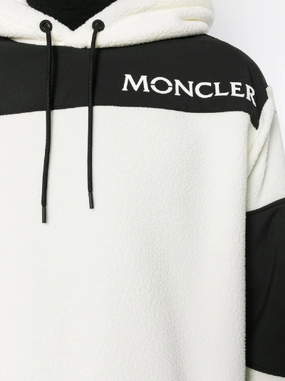 Shop Moncler Logo Print Hooded Sweatshirt In White