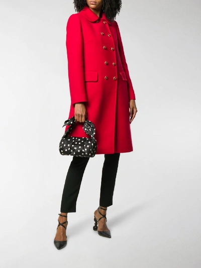 Shop Dolce & Gabbana Wool Crepe Coat With Decorated Buttons In Red