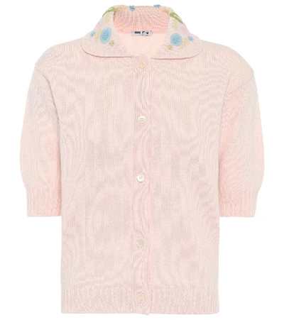 Shop Miu Miu Virgin Wool Cardigan In Pink