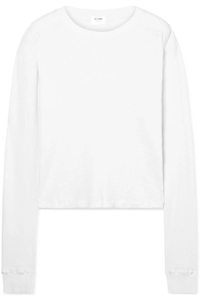 Shop Re/done Waffle-knit Cotton-jersey Top In White