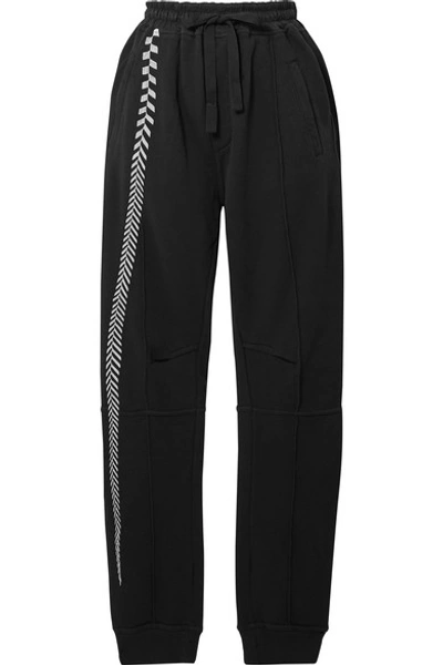 Shop Haider Ackermann Embroidered Cotton-jersey Track Pants In Black