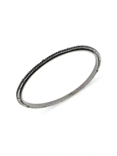 Shop Alexis Bittar Ruthenium-plated & Crystal-spiked Bangle Bracelet In Silver
