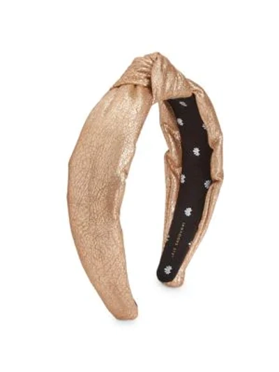 Shop Lele Sadoughi Women's Faux-leather Knot Headband In Gold
