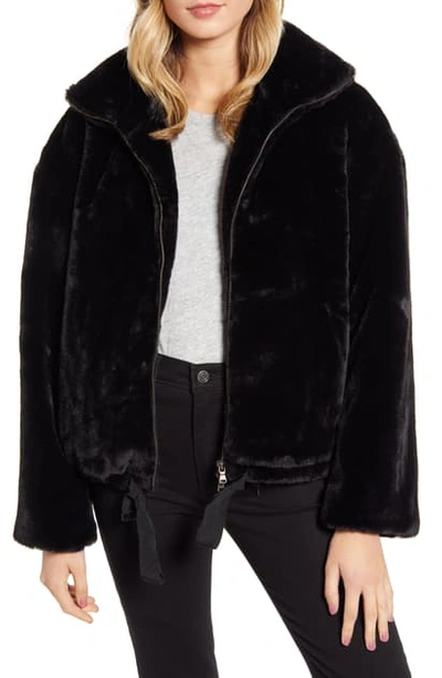 Shop Rebecca Minkoff Faux Fur Bomber Jacket In Black