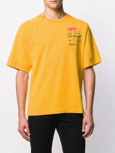 Shop Off-white Yellow Industrial Print T-shirt