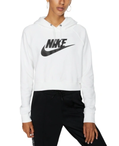 Shop Nike Women's Sportswear Essential Cropped Hoodie In White/black