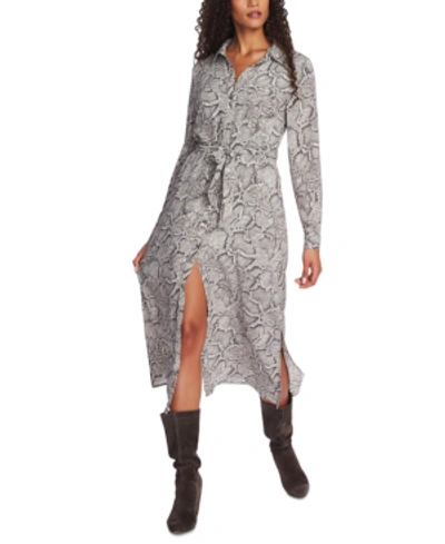 Shop 1.state Snake-print Maxi Shirtdress In Feather Grey