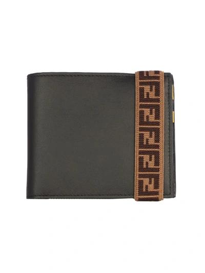 Shop Fendi Leather Wallet In Grey