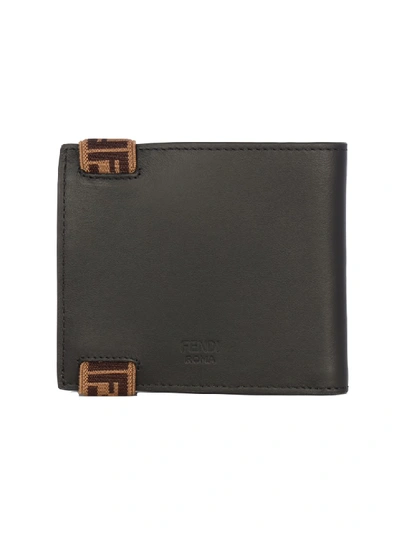 Shop Fendi Leather Wallet In Grey