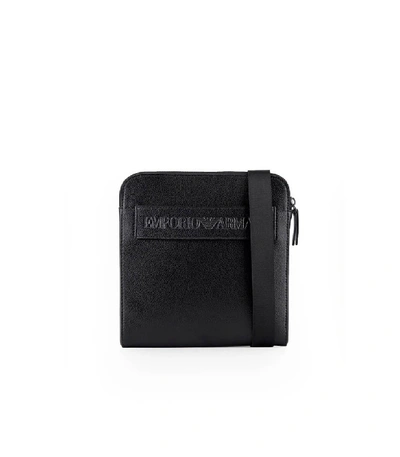 Shop Emporio Armani Maxi Logo Black Shoulder Bag