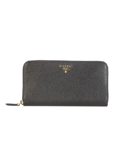 Shop Prada Saffiano Leather Wallet In Grey