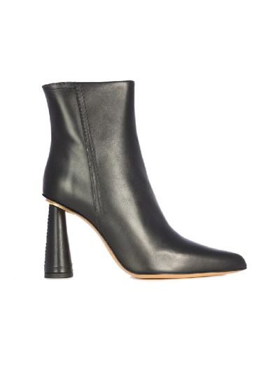 Shop Jacquemus Leather Ankle Boots In Grey