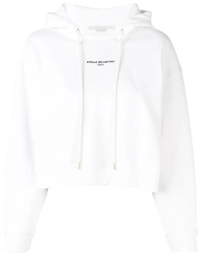 Shop Stella Mccartney Cropped Logo Printed Hoodie In Red