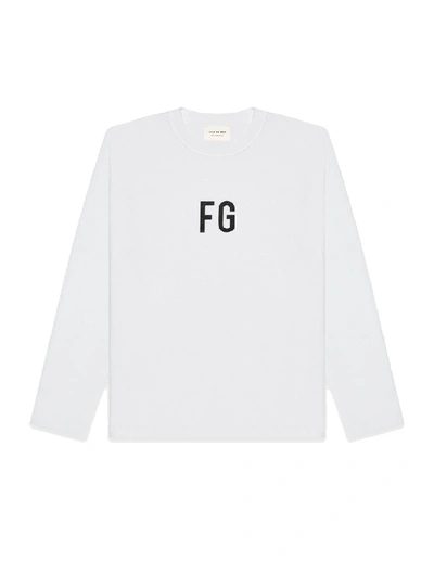 Shop Fear Of God White Fg Long Sleeve T-shirt