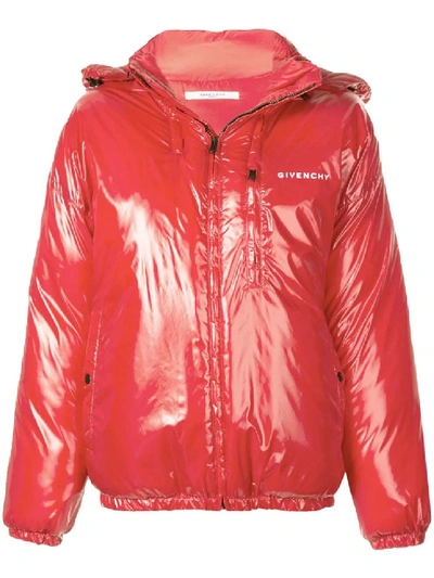 Shop Givenchy Red Women's Hooded Puffer Coat