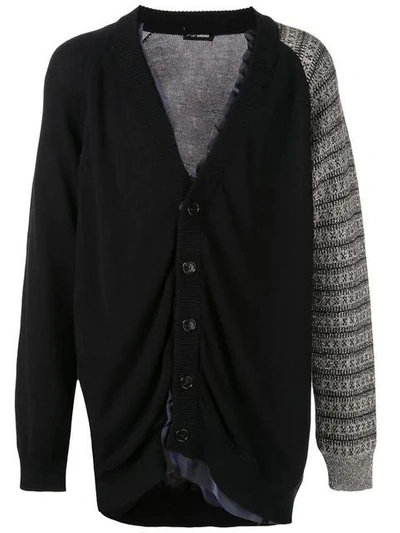 Shop Raf Simons Cotton Cardigan With Contrast Sleeve In Black