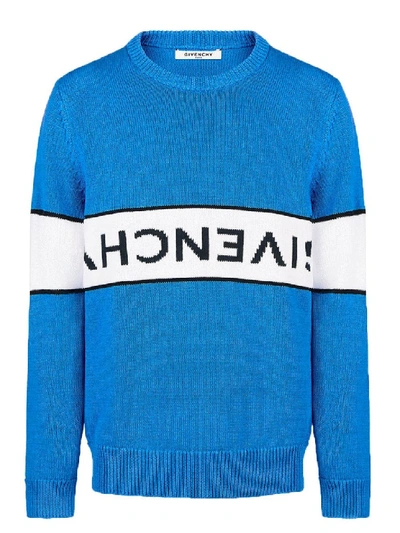 Shop Givenchy Reverse Logo Jumper In Blue