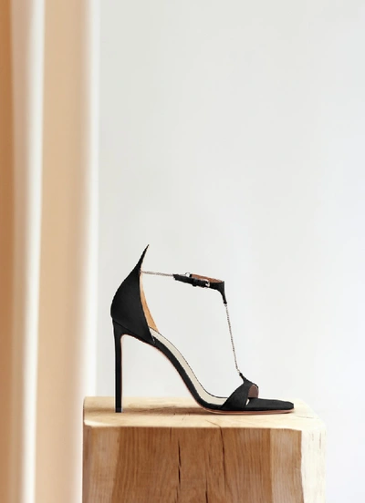 Shop Francesco Russo T-bar Sandal With Chain Detail In Black