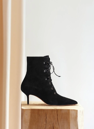 Shop Francesco Russo Lace-up Ankle Bootie In Black