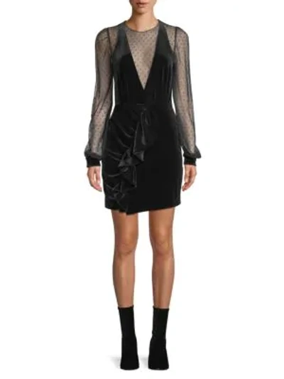 Shop Patbo Velvet & Tulle Mini Dress In Black