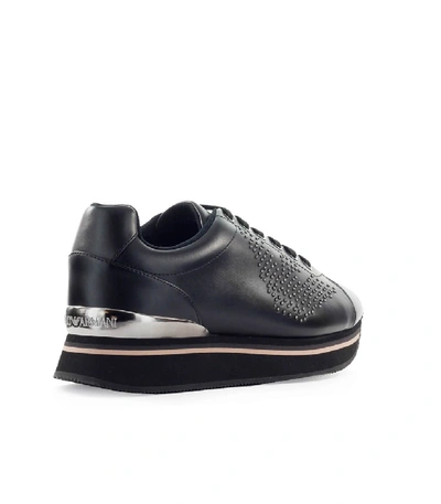 Shop Emporio Armani Black Silver Sneaker