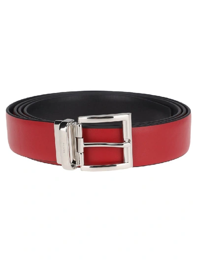 Shop Prada Leather Belt In Red