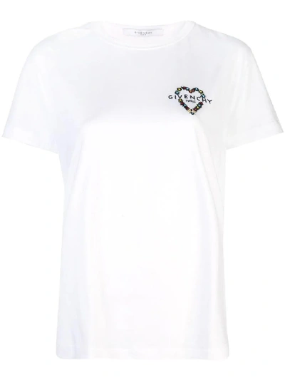 Shop Givenchy White Women's Chest Logo T-shirt In Red