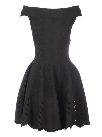 Shop Alexander Mcqueen Off-the-shoulder Dress In Black