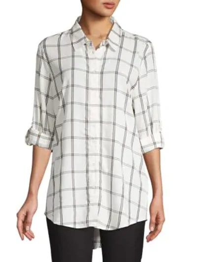 Shop Calvin Klein Collection Plaid Tunic In Soft White
