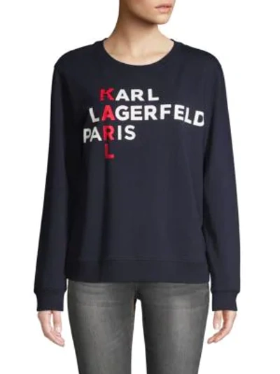 Shop Karl Lagerfeld Logo Graphic Sweatshirt In Marine