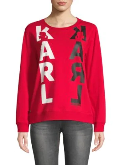 Shop Karl Lagerfeld Logo Graphic Sweatshirt In Admiral