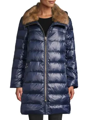 faux fur trim down puffer coat