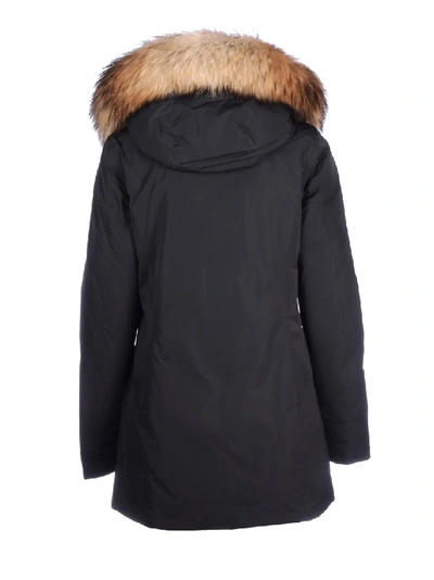 Shop Woolrich Fur-trimmed Parka Coat In Black
