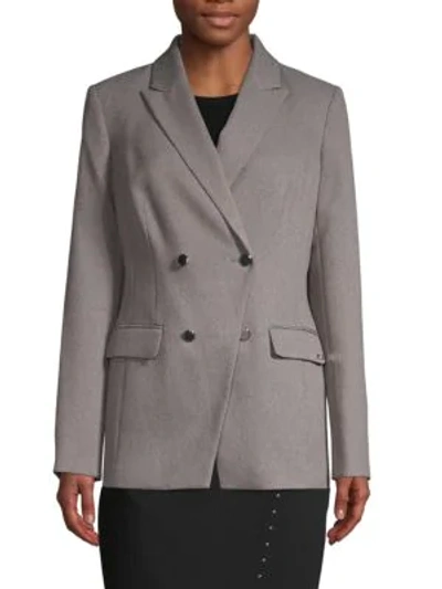 Shop Calvin Klein Collection Textured Double-breasted Jacket In Charcoal