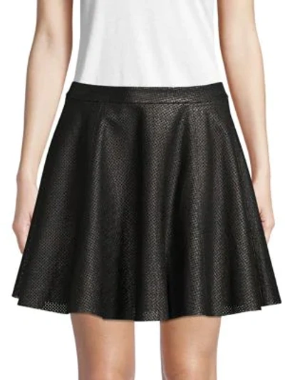 Shop Alice And Olivia Pleated Leather Mini Skirt In Black