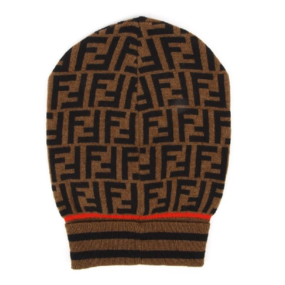 Shop Fendi Ff Motif Wool-cashemere Blend Beanie Hat In Black