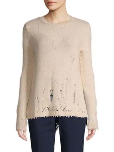 Shop Autumn Cashmere Distress Layered Cashmere Sweater In Ivory