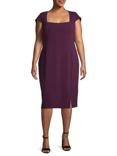 Shop Calvin Klein Collection Plus Cap-sleeve Sheath Dress In Aubergine