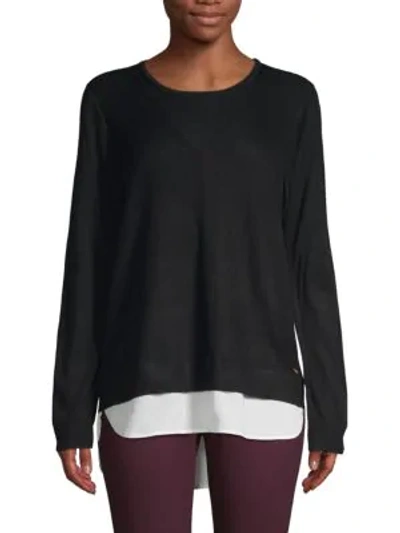 Shop Calvin Klein Collection Ribbed Layered Pullover Sweater In Black