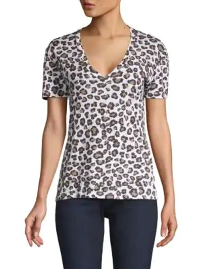 Shop Monrow Leopard V-neck Tee In Natural