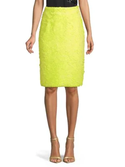 Shop Moschino No-waistband Textured Skirt In Yellow