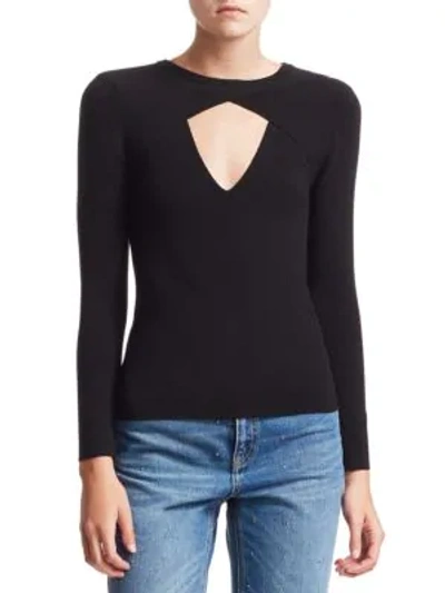 Shop A.l.c Curtis Rib-knit Cutout Sweater In Black