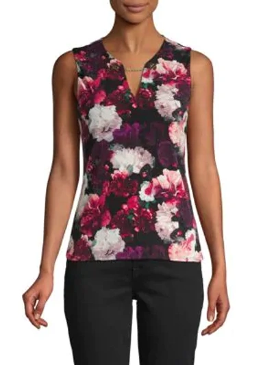 Shop Calvin Klein Collection Floral Sleeveless Top In Persimmon